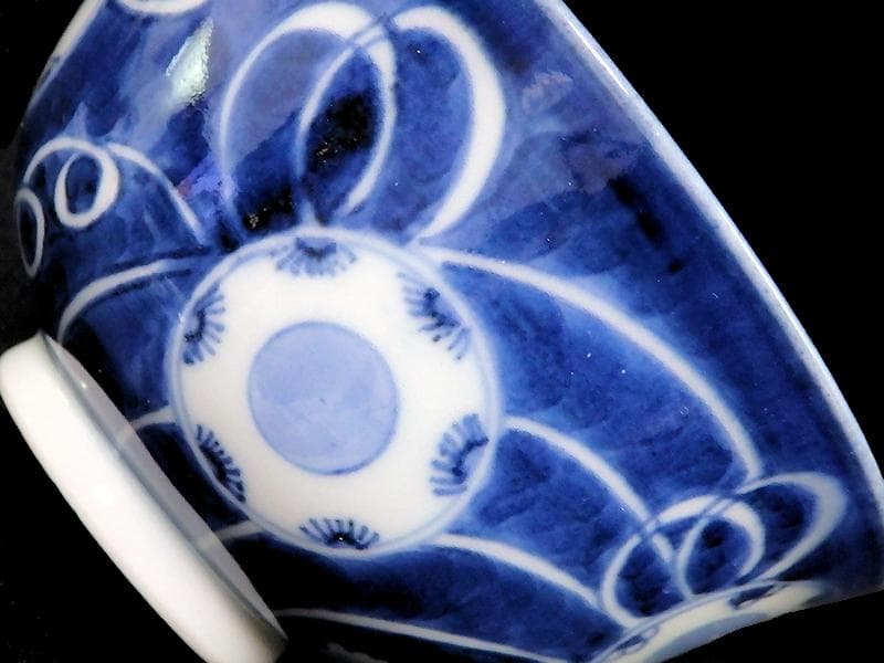 古伊万里 染付 鼓に調緒の図 蓋茶碗 江戸期 E213AS-CHl - メルカリ