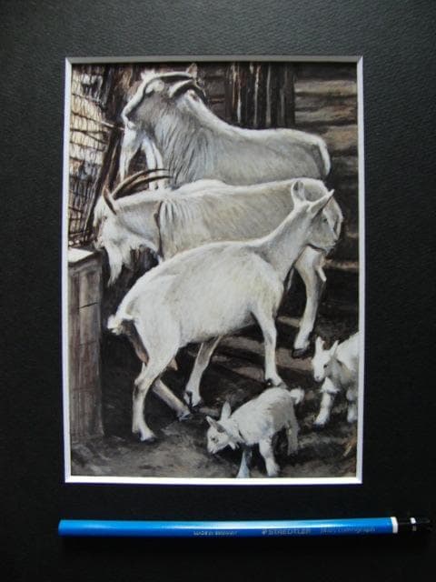 奈良岡正夫【朝ノ山羊】希少画集画、状態良好、新品高級額装付、送料