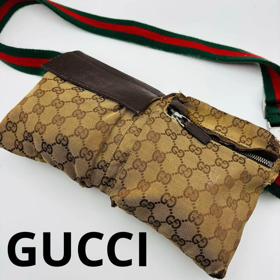 ✨極希少✨GUCCI ボディバッグ シェリーライン GG柄 キャンバス レザー