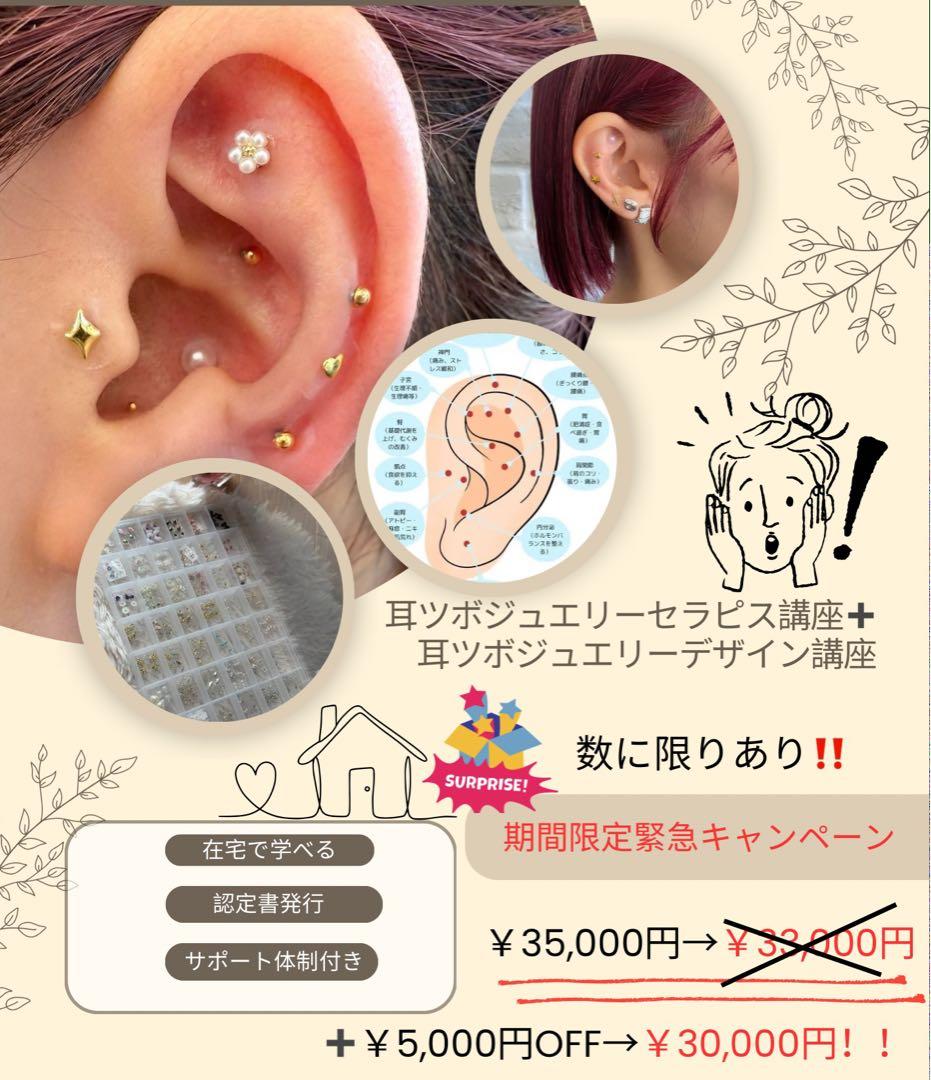 【最終激安価格ディプロマ付き】耳ツボジュエリー講座＋耳ツボジュエリーデザイン講座