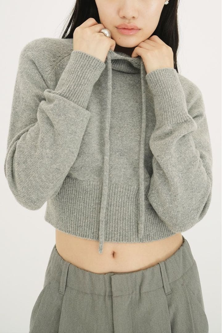 トップス CLANE SHORT KNIT HOODIE