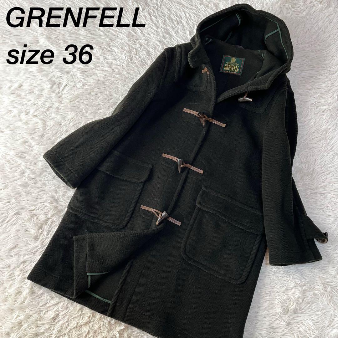 【美品】希少　グレンフェル　ヘリンボーン　ウール　ロング　ダッフルコート