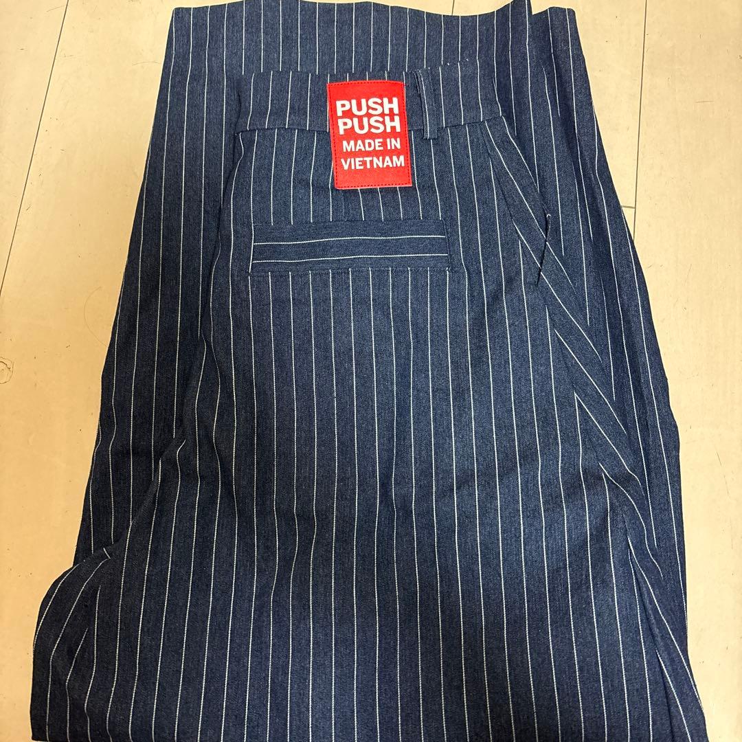 Push Push ストライプパンツ S ネイビー 着画あり