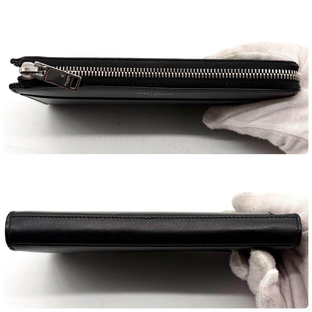 未使用級】サンローラン 長財布 L字ジップ レザー ロゴ 付属品完備