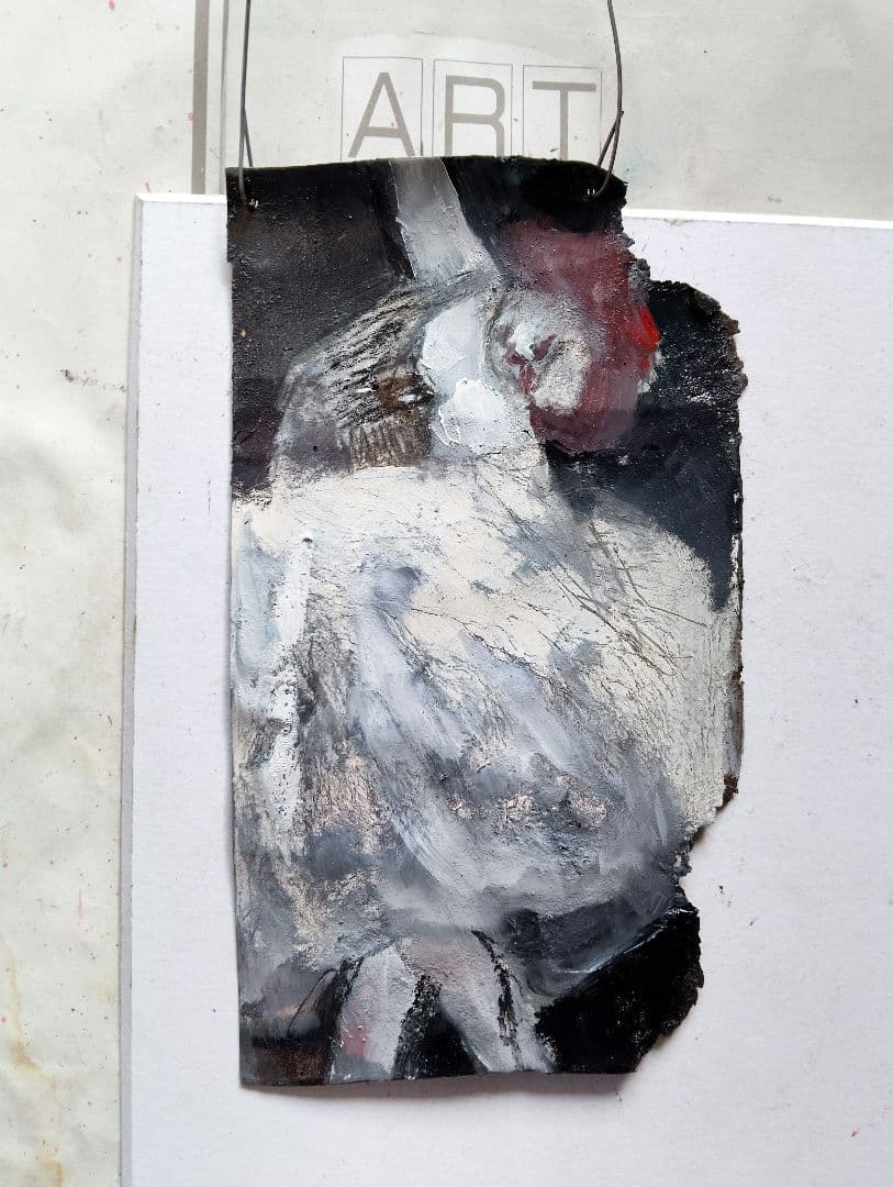 抽象油彩画 モノクロームダンス