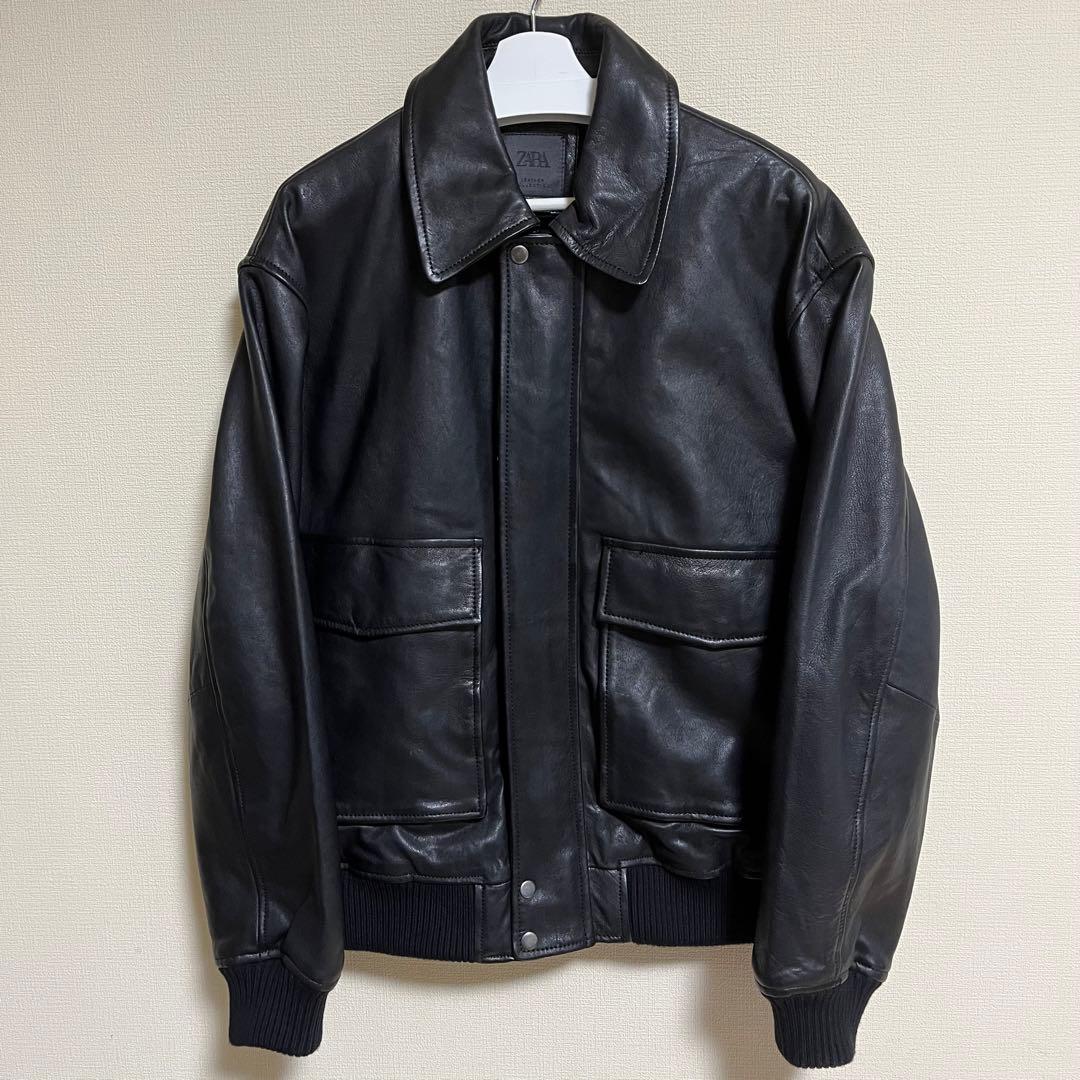 Zara 本革 フライトジャケット レザージャケット A-2 シープレザー 羊