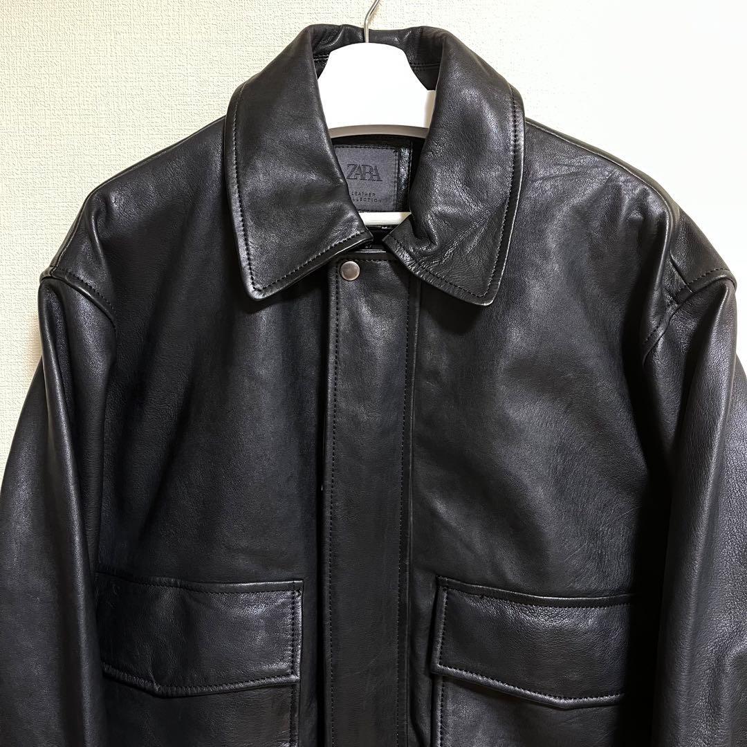 Zara 本革 フライトジャケット レザージャケット A-2 シープレザー 羊