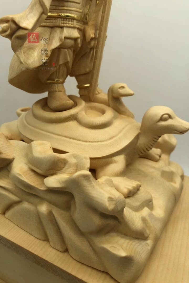 修縁堂】最高級 木彫り 仏像 北辰妙見菩薩立像 彫刻 本金 切金 天然木