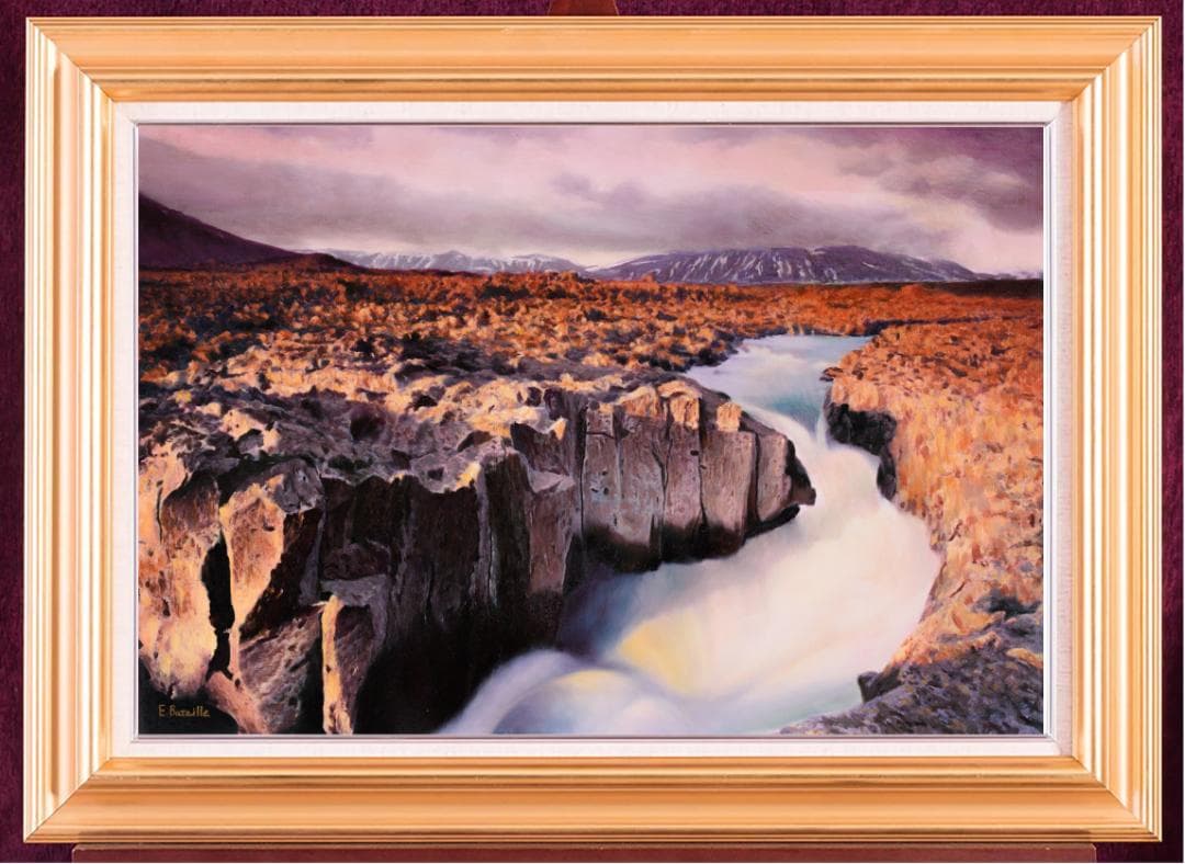 未使用高級ゴールド額付★手書き油絵★外寸約880×660mm 玄関やリビングに6