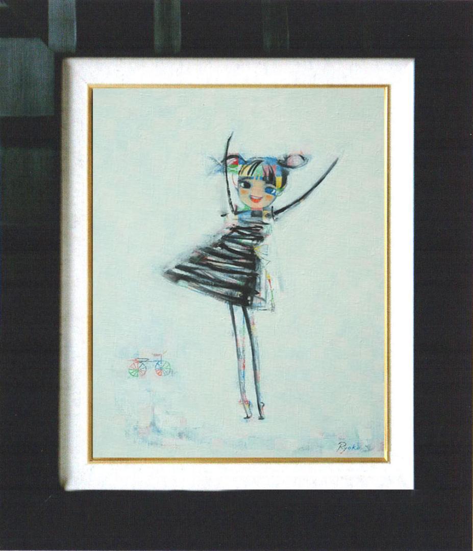 油絵 菅家令子 絵 絵画インテリアF4-080815 女の子“大きくなったよ～