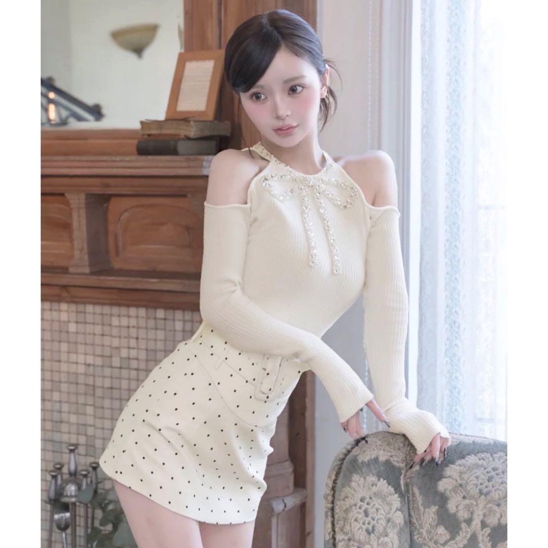 新品未開封 ダーリッチ リボンビジューアメスリニットトップス