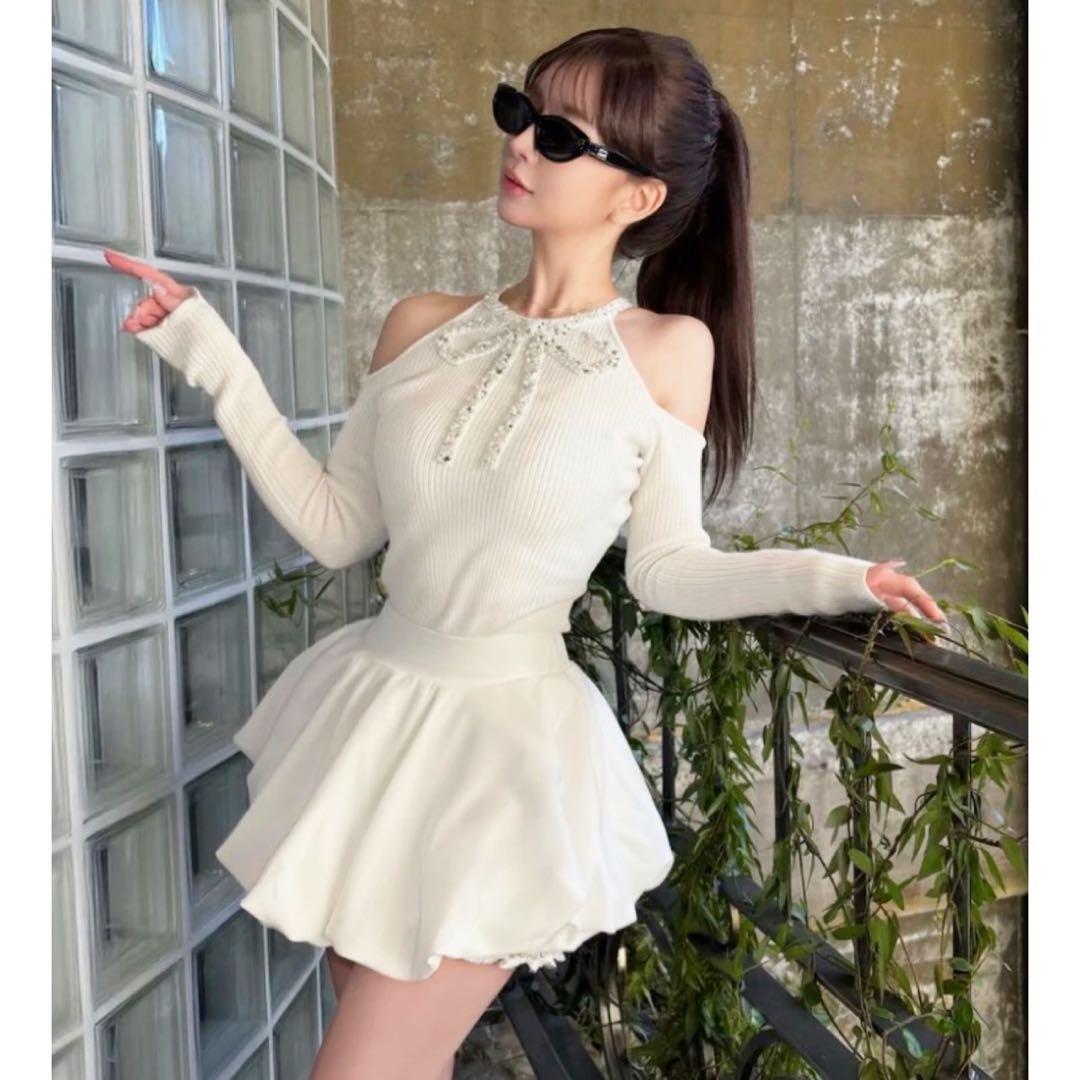 新品未開封 ダーリッチ リボンビジューアメスリニットトップス