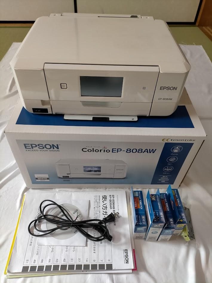 中古　エプソンインクジェットプリンター　EP-808AW　インク付き