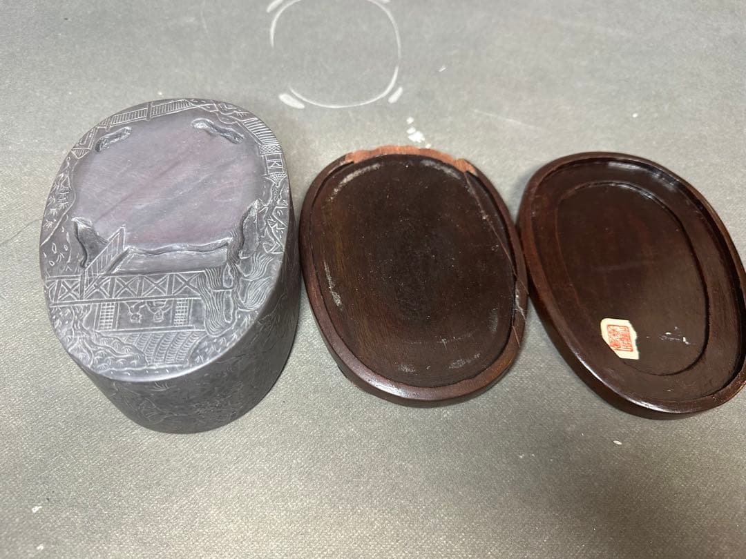 硯台　書道具　中国美術　置物　古美術品　 細密細工　骨董　アンティーク　彫刻