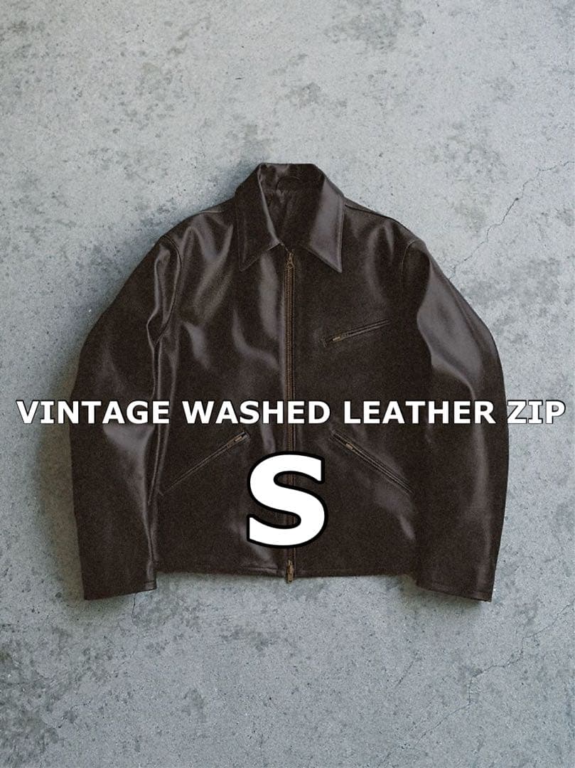 LIDNM VINTAGE WASHED LEATHER ZIP Sサイズ