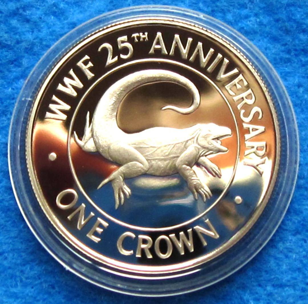 ８８年　タークスカイコス諸島　WWF２５周年記念　プルーフ銀貨　イグアナ図　１枚