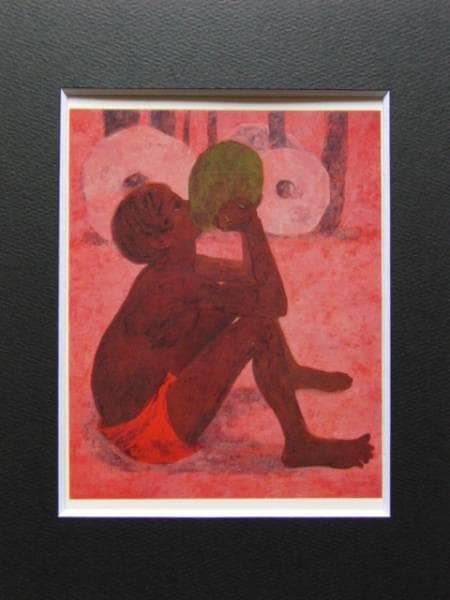 國府 克、潤、希少な額装用画集より、美品、新品額装付