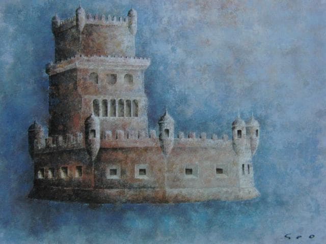 瀬尾一嘉、ベレンの塔、希少な画集より、新品高級額・額装付