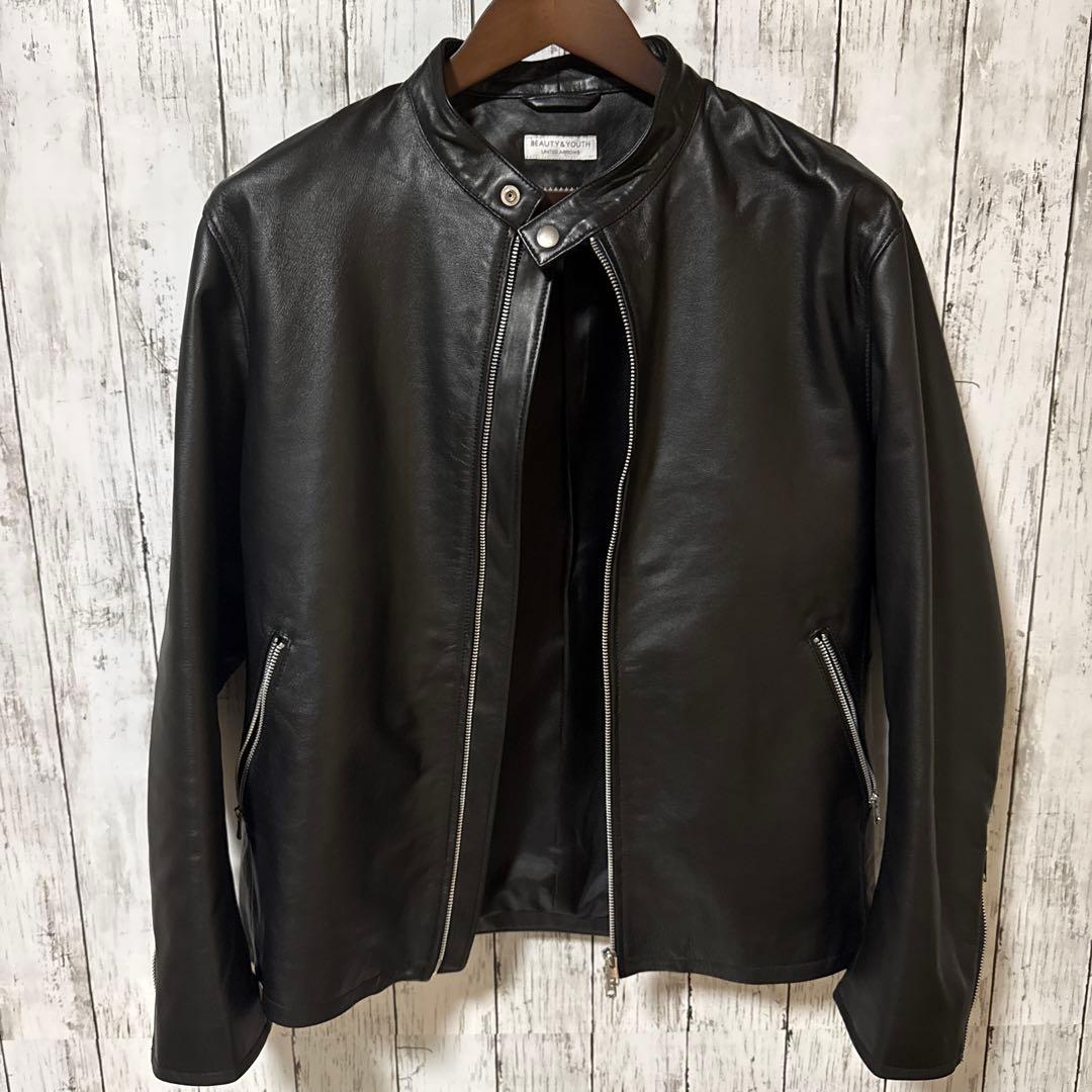 BEAUTY&YOUTH ブラックレザーシングルライダース　本革