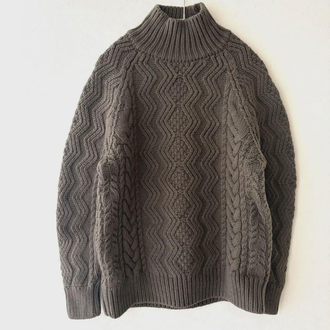 限定SALE 美品✨BATONER バトナー　ウール　ケーブルニット　ハイネック