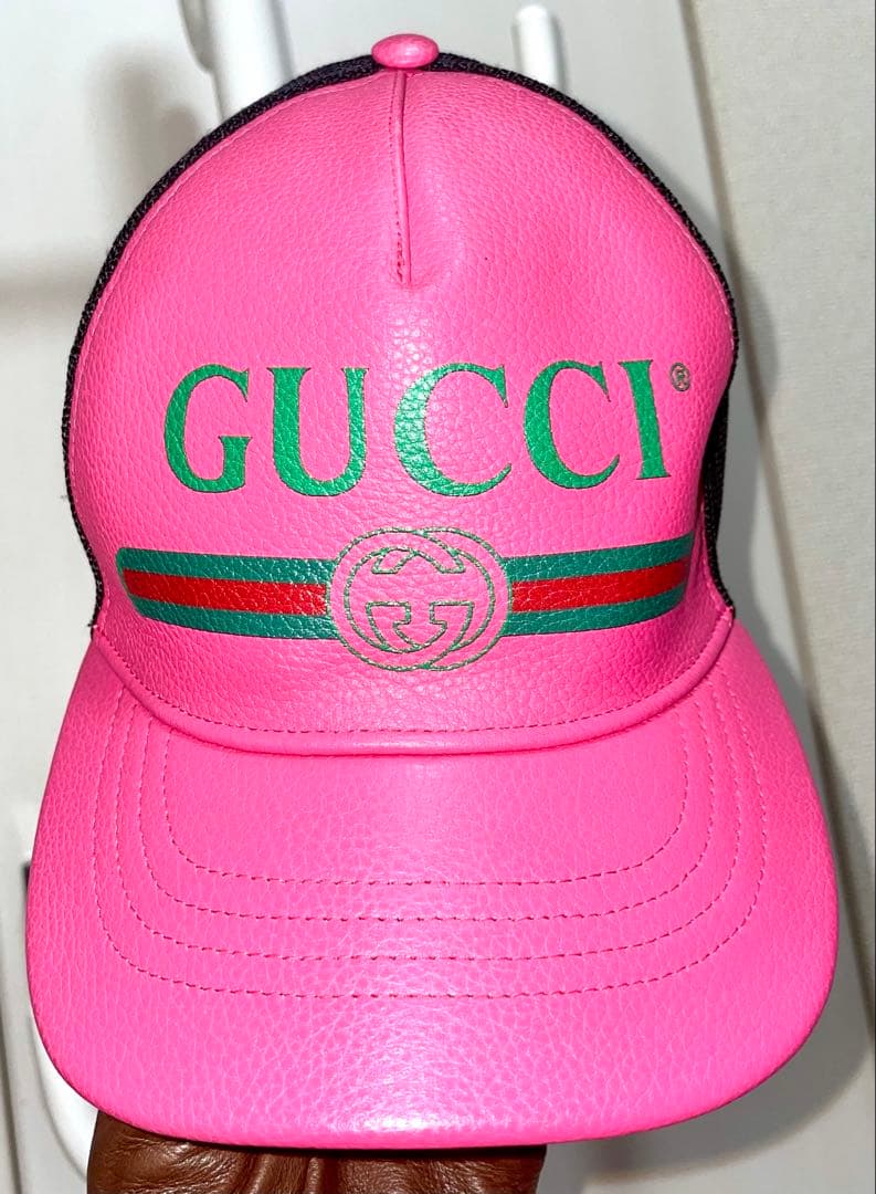 GUCCI ピンク ベースボール　キャップ　レザー ⚠️購入者が既に決まっています。（PMO様） - メルカリ