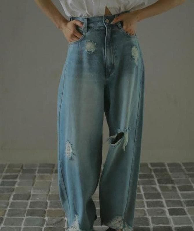 アメリヴィンテージ HEM FRINGE EGG DENIM