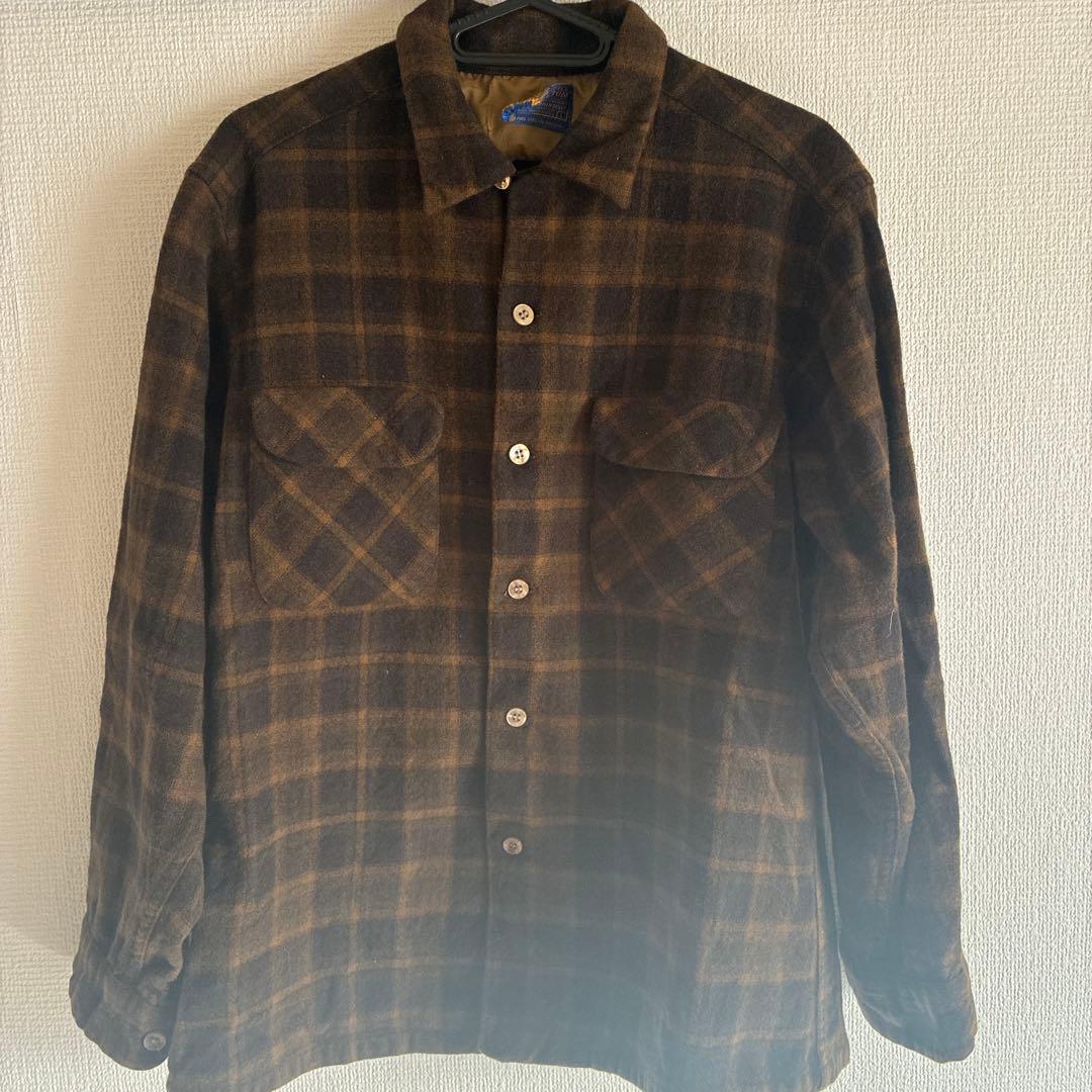 Pendleton ウール100% ブラウンチェックネルシャツ