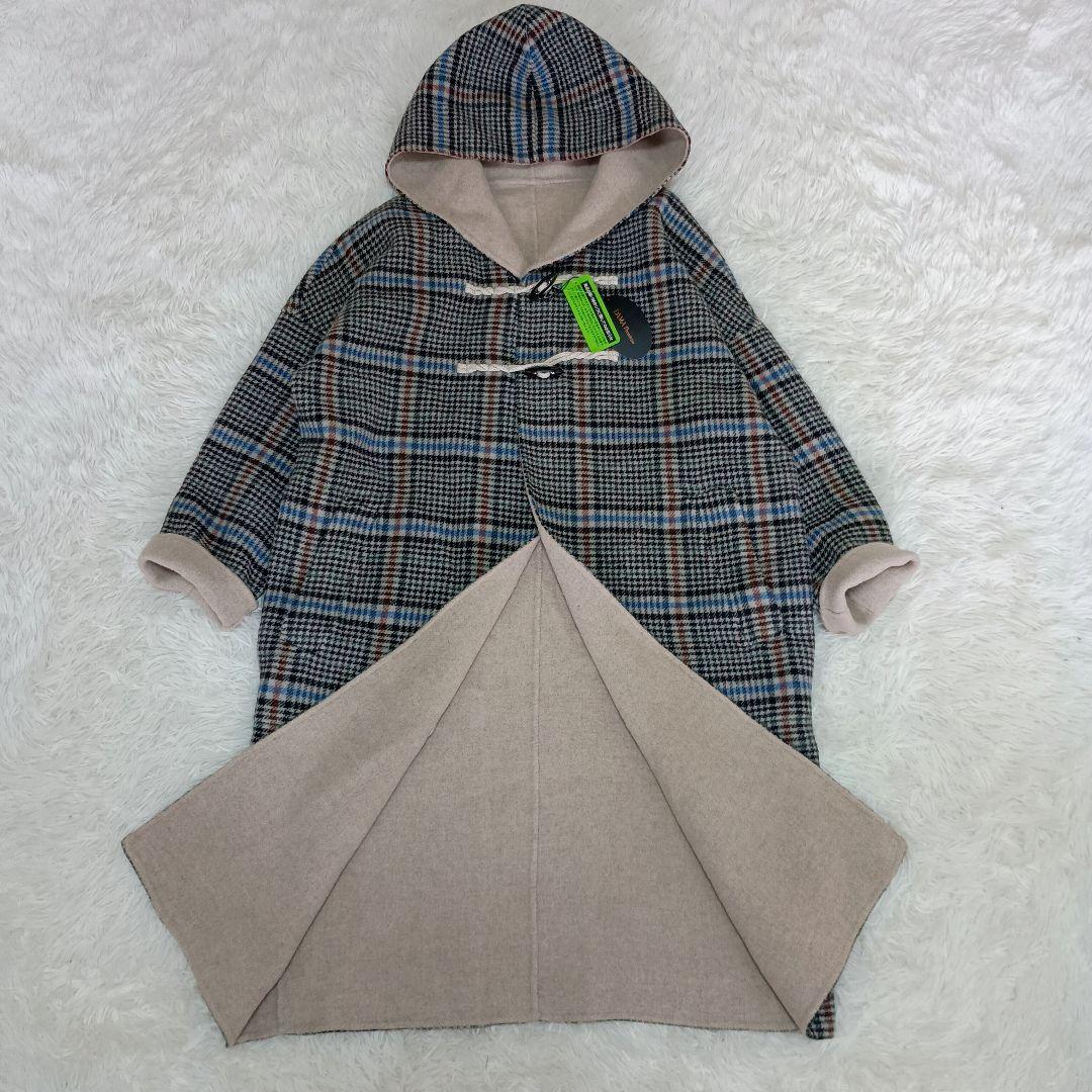 新品タグ付　ダーマコレクション　チェック柄ダッフルコート フード付き　フリース dinos - 新品タグ付 ダーマコレクション チェック柄ダッフルコート