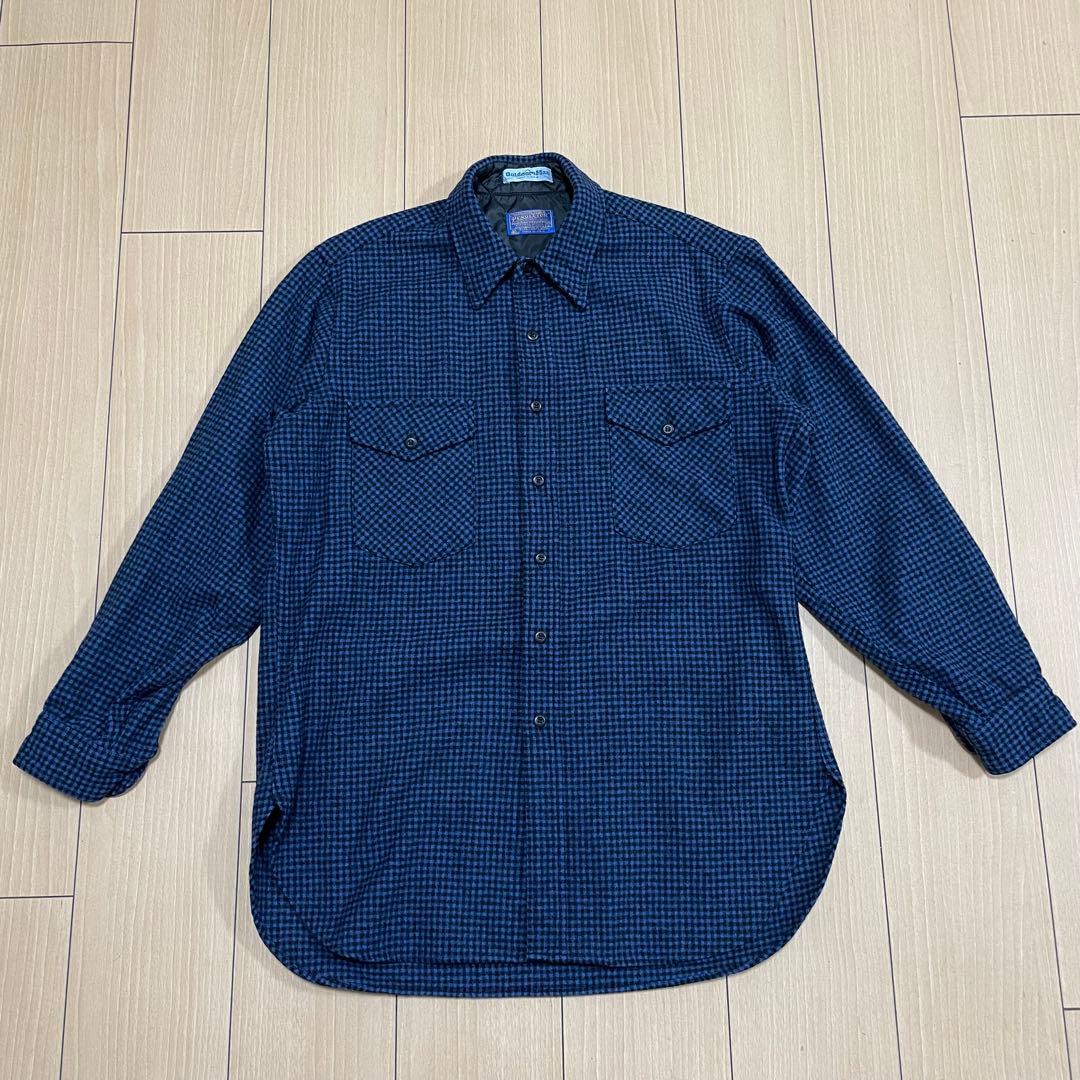 70s Pendleton USA製 ウールシャツ　チェック柄　ブルー　ブラック