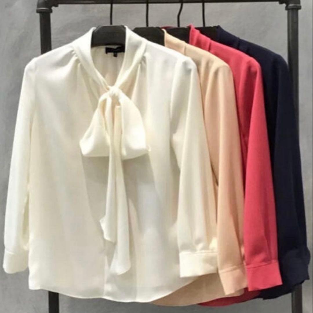 セオリー ボウタイ ブラウス ホワイト 入学式 セミフォーマル エーレスタイル Ehre style ボウタイブラウス ブラウス オフィス