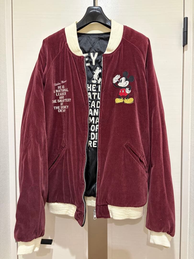ミッキーマウス　別珍スカジャン　LL 新品タグ付き✨Disney ディズニー スカジャン ミッキーマウス 刺繍 LL