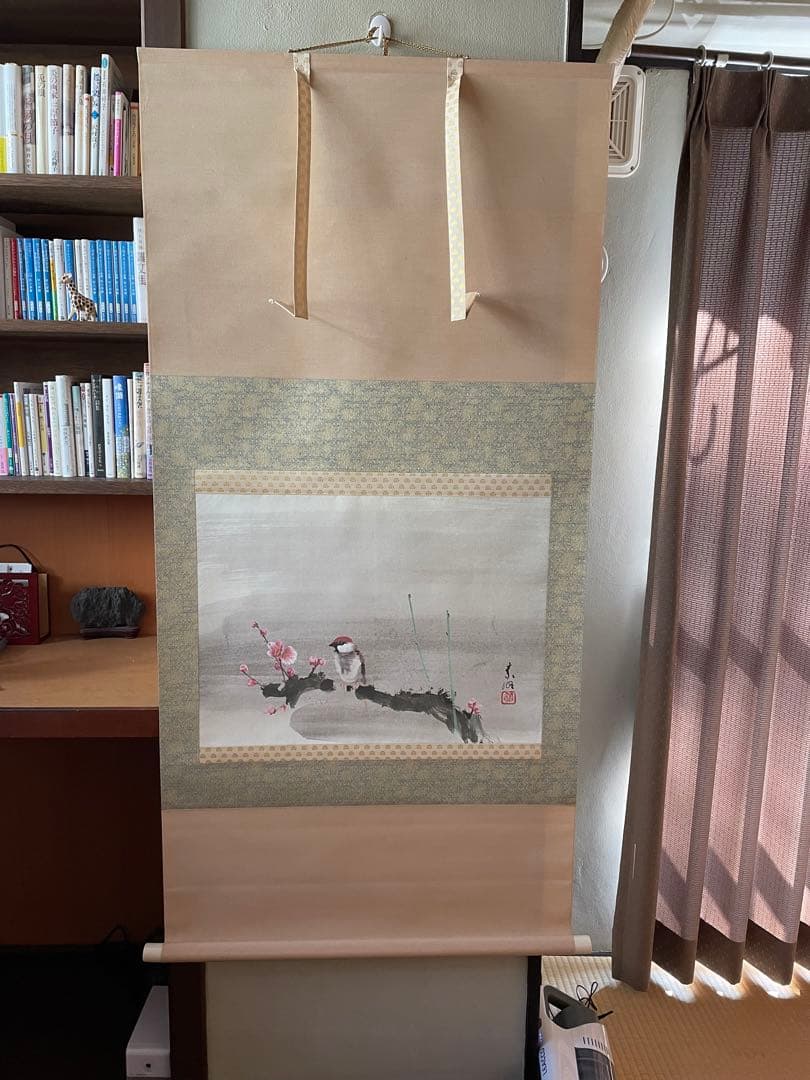 梅と雀　結城素明の掛け軸 山本梅逸 月季双雀図｜古美術・掛け軸の販売・買取・鑑定-松本松栄堂