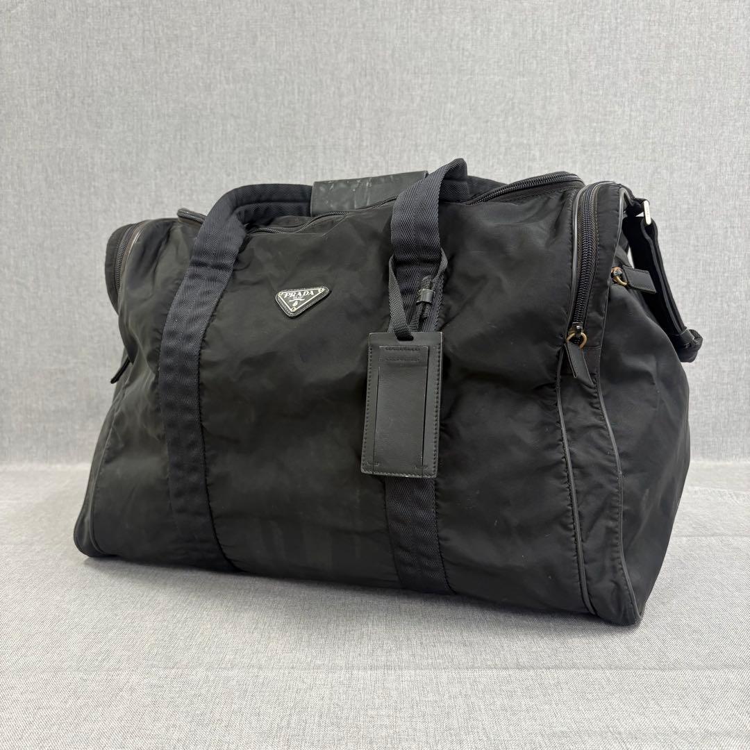 PRADA プラダ ボストンバッグ テスート ナイロン 三角ロゴ 黒 白タグあり
