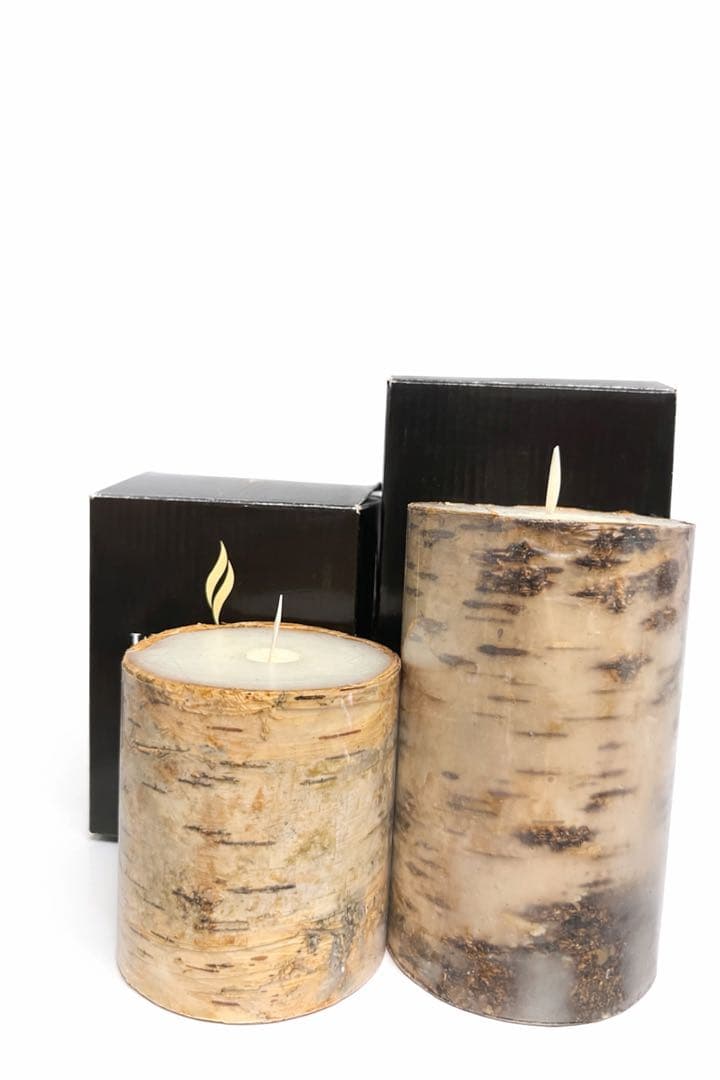 RUMINARA リアルフレームエフェクトキャンドル　バーチ材風キャンドル カメヤマキャンドル LUMINARA ルミナラ バーチピラー3.5×4（キャンドル