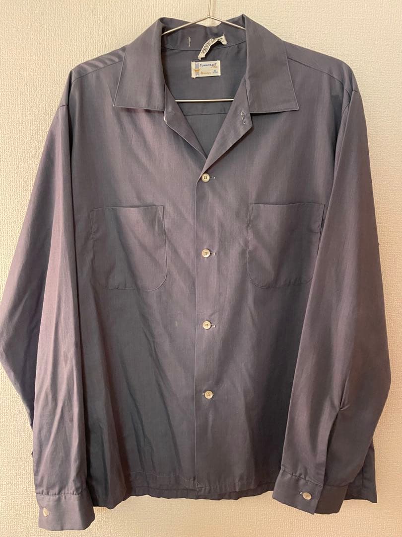 60s 70s TOWNCRAFT　レーヨン　オープンカラーシャツ