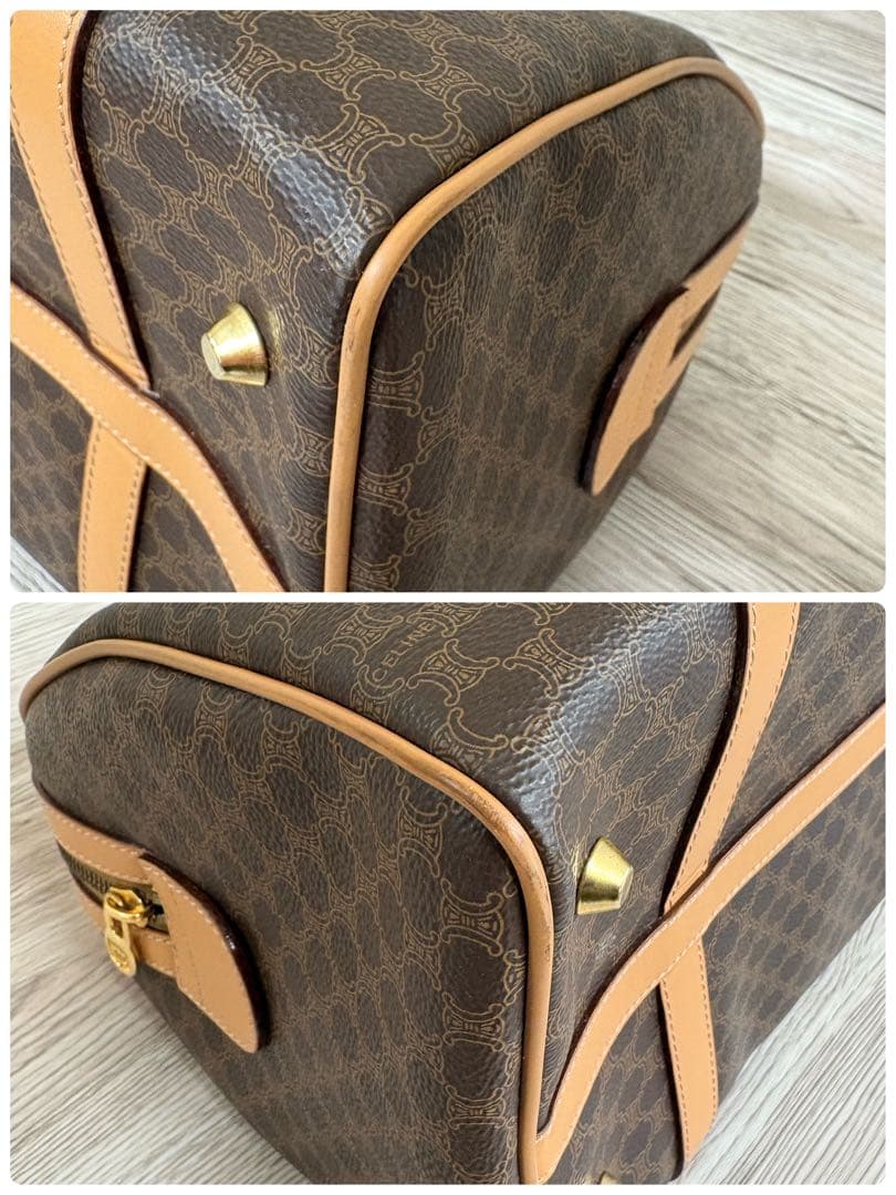 《極美品》セリーヌ マカダムボストン PVCレザー ブラウン ヴィンテージ