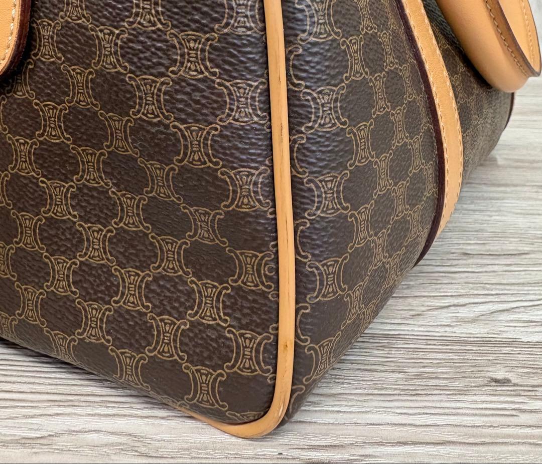 《極美品》セリーヌ マカダムボストン PVCレザー ブラウン ヴィンテージ