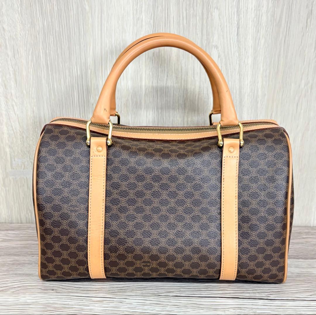 《極美品》セリーヌ マカダムボストン PVCレザー ブラウン ヴィンテージ