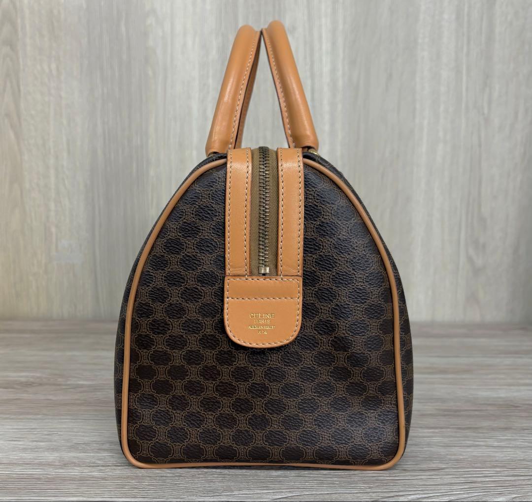 《極美品》セリーヌ マカダムボストン PVCレザー ブラウン ヴィンテージ