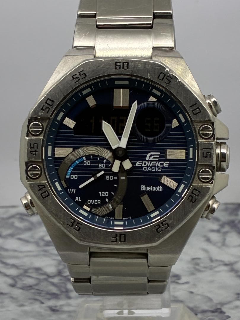 CASIO　EDIFICE　モバイルリンク　アナデジ　ECB-10　ベゼルキズ