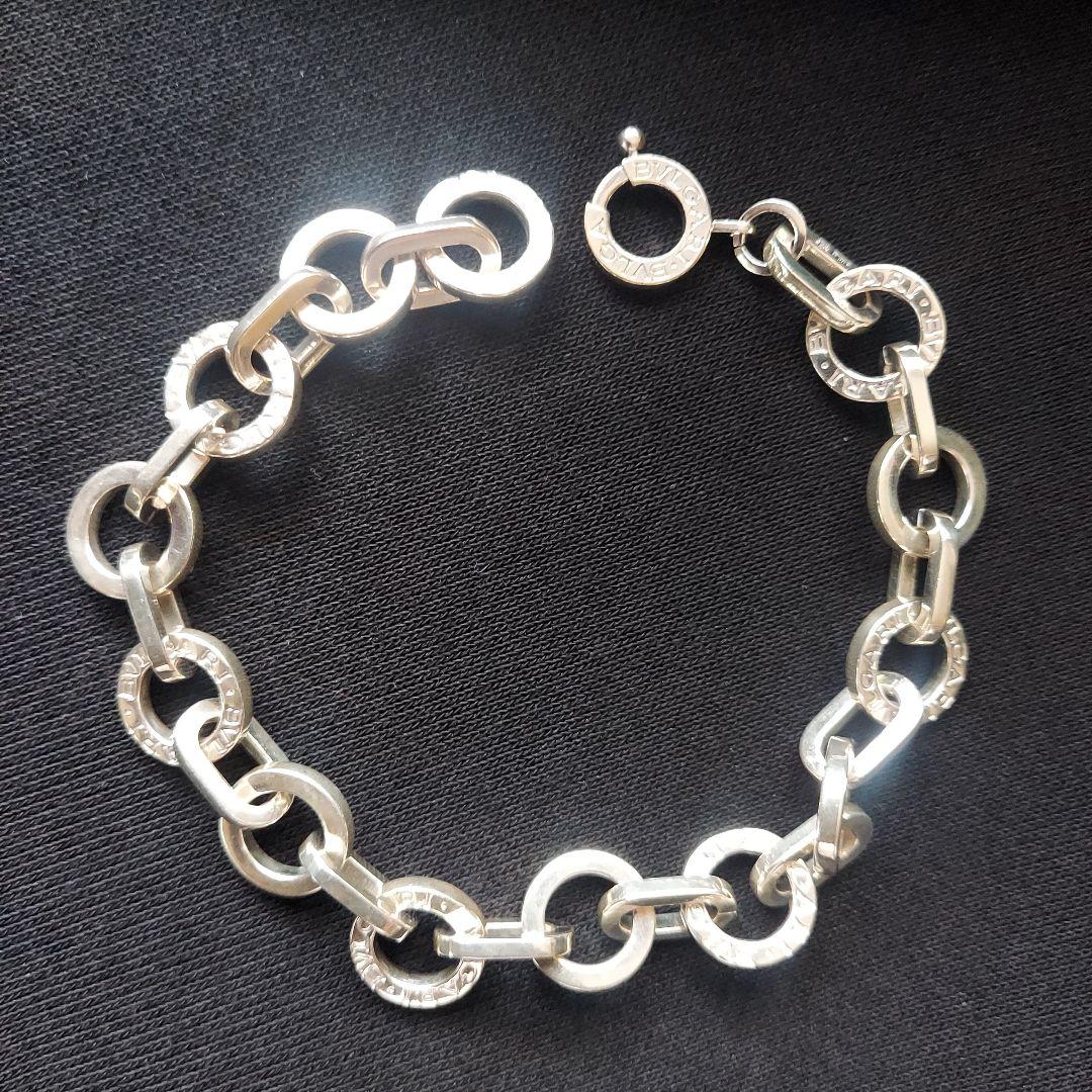 ブルガリ　シルバーサークルチェーンブレスレット