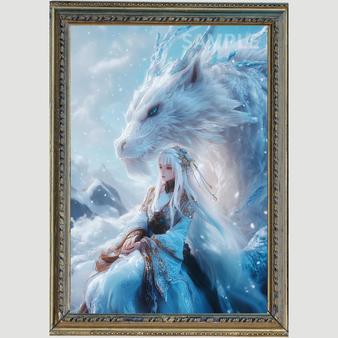P3118 白龍と天女【開運•風水•絵画風•ヒーリングアート】 - メルカリ