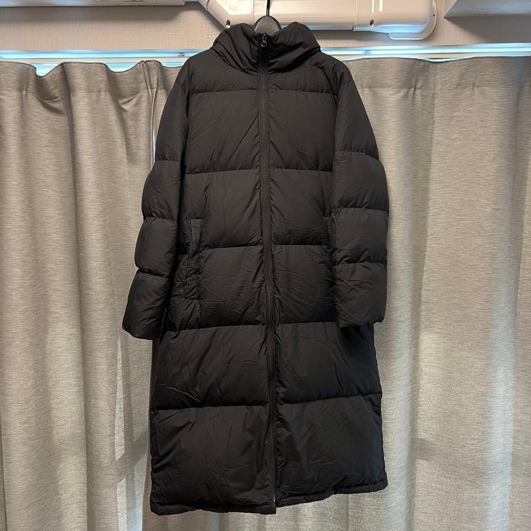 無印良品 MUJI ロングダウンコート　ロング　フード付き ブラック L 東武動物公園駅前】 水を弾く ロングダウンコート｜ 無印良品