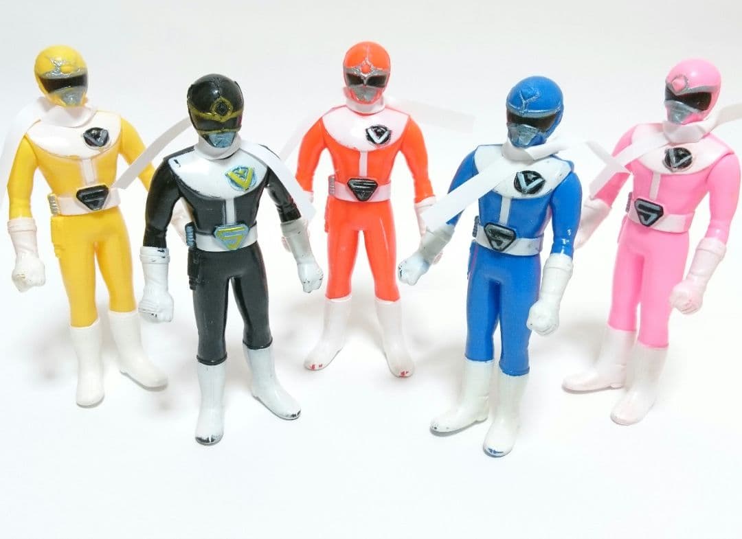 当時物ポピー 大戦隊ゴーグルファイブ ソフビ人形5体セット昭和レトロ