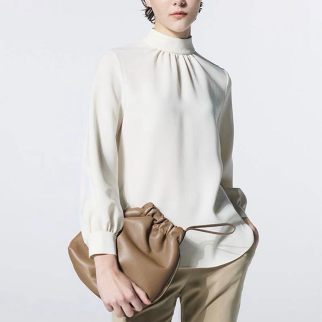 Theory セオリー　Classic Crepe スタンドカラーブラウス