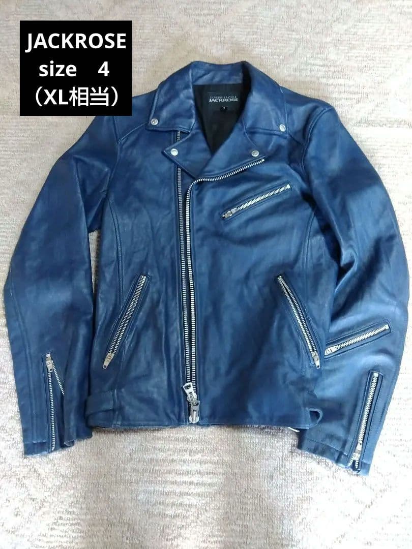 JACKROSE 本革ダブルライダースジャケット サイズ4 青 売約済☆】ジャックローズ ダブルライダース ミッドナイトブルー 羊革