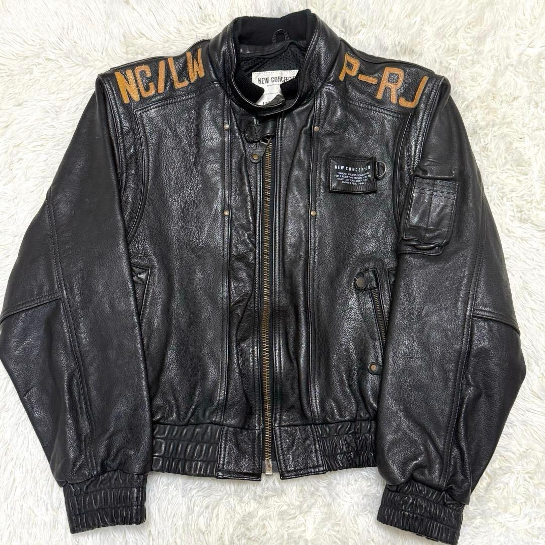 カドヤ ニューコンセプター レザー ライダースジャケット 黒 L-XL相当 即決 KADOYA NEW CONCEPTER カドヤ ニューコンセプター レザー