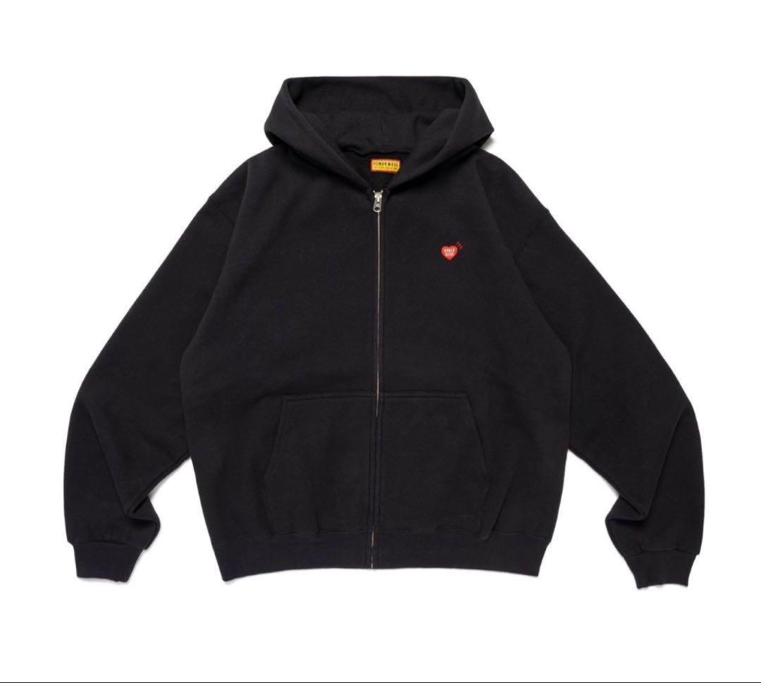 今期　ヒューマンメイド　ジップアップパーカー　黒　ブラック　Lサイズ　極美品 ヒューマンメイド - ジップアップ パーカー | HBX