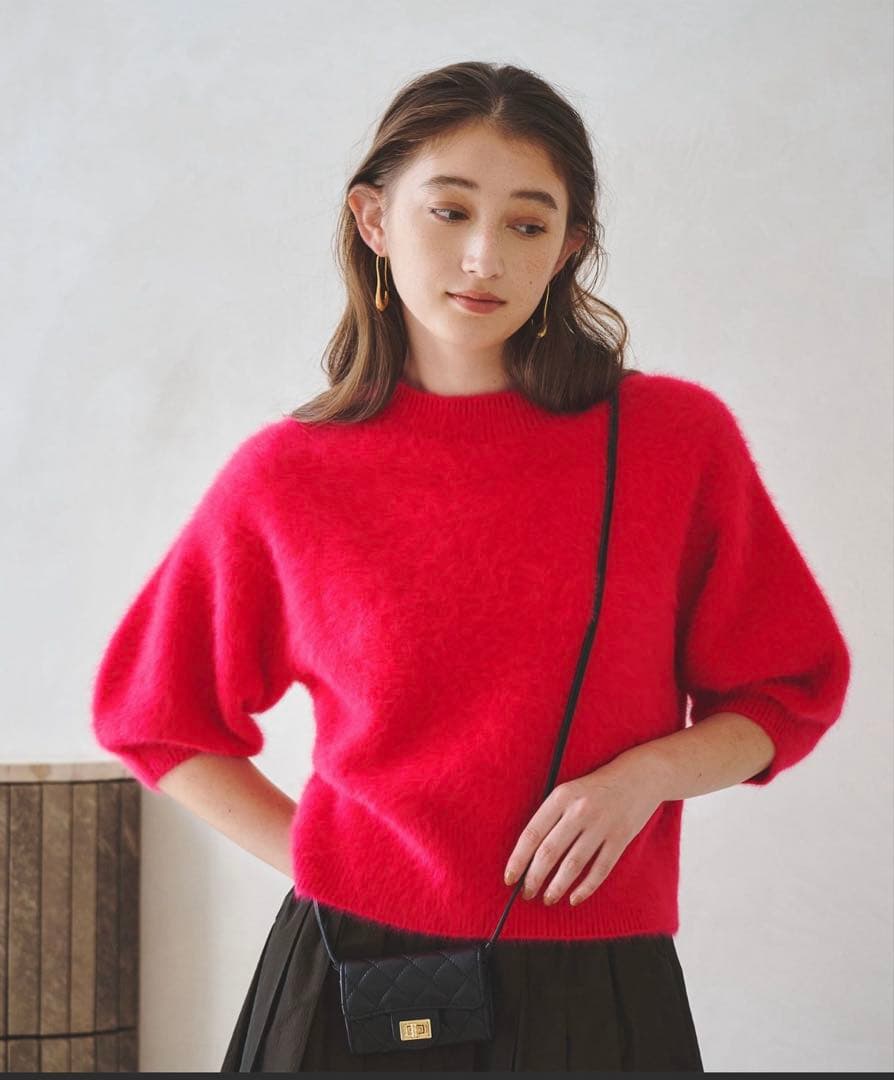 新品未使用タグ付き⭐︎アローズフォックスカシミヤ パフ ハーフスリーブニットピンク