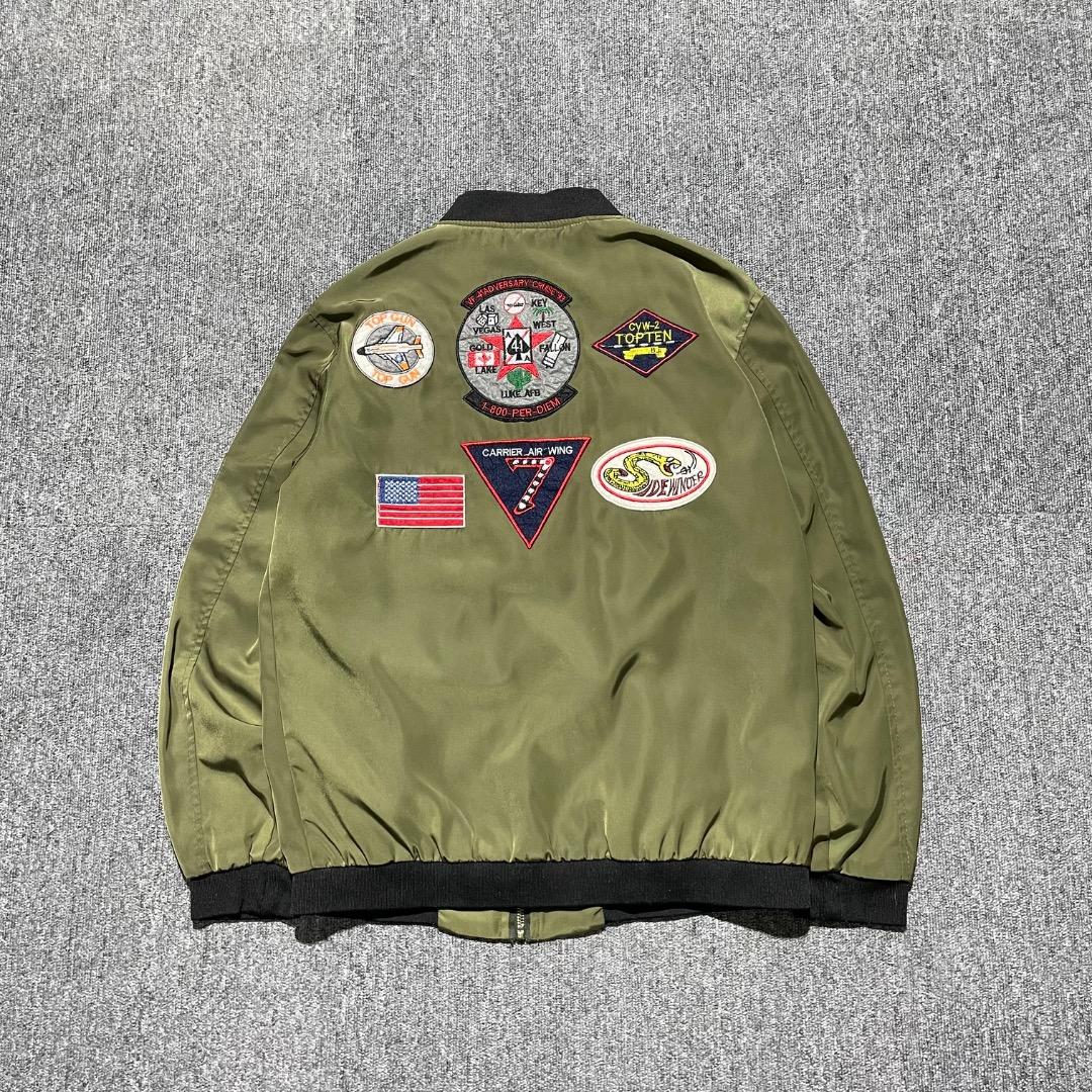 美品 YSX MA-1風 ミリタリージャケット オリーブグリーン ワッペン